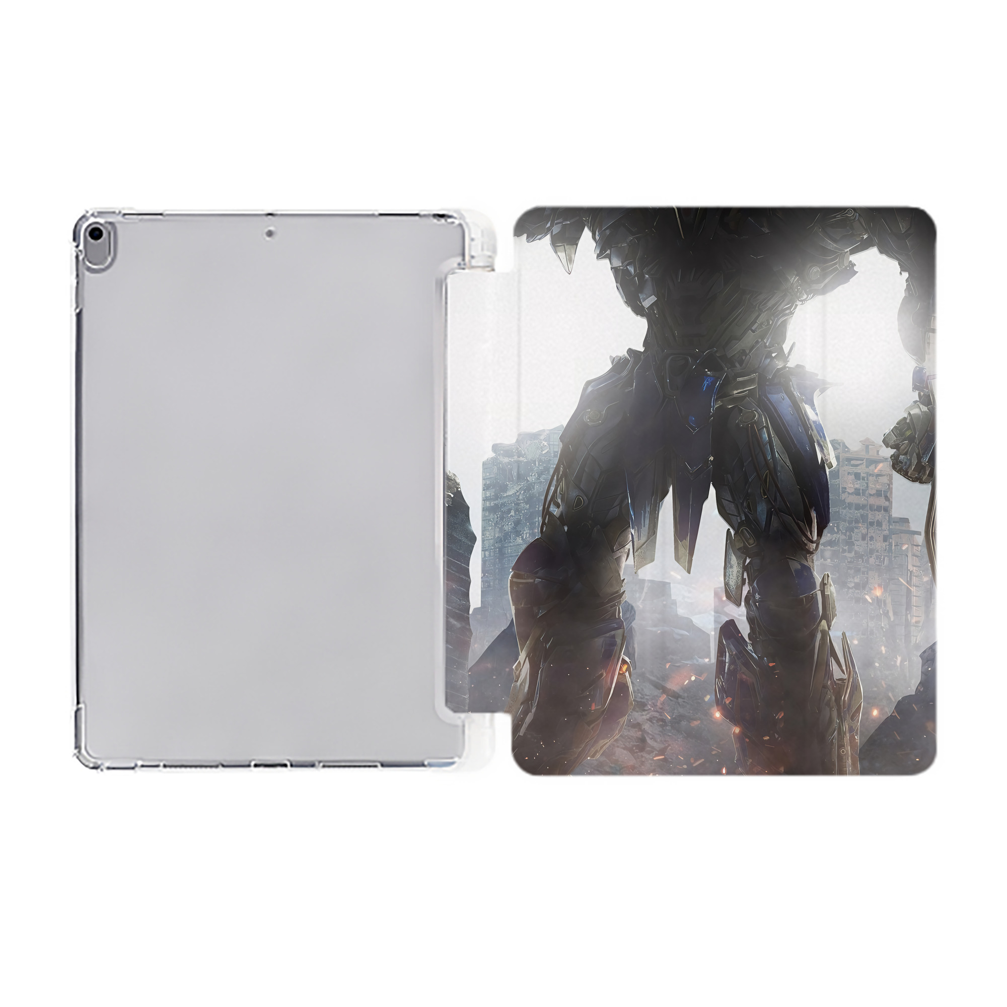 （画像用） Transformers トランスフォーマー IPad ケース ペン収納付き 三つ折りスタンド PUレザー×シリコン 対応機種9.5/10.5/10.9インチ